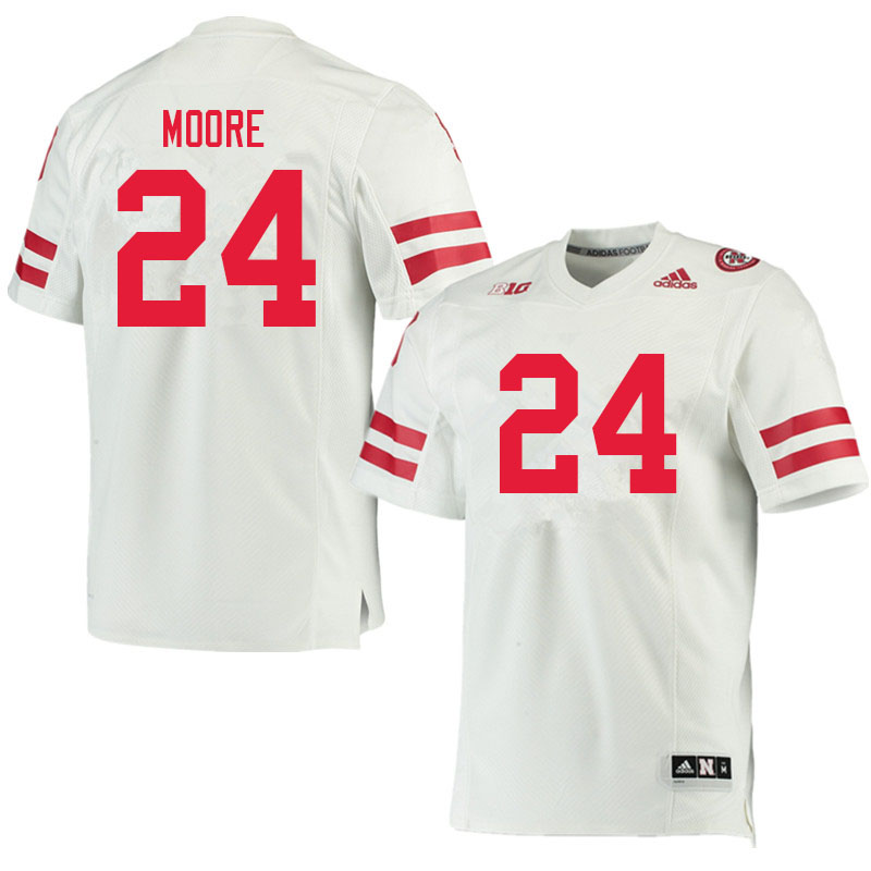Men #24 Brandon Moore Nebraska Cornhuskers College Football Jerseys Sale-White - Click Image to Close